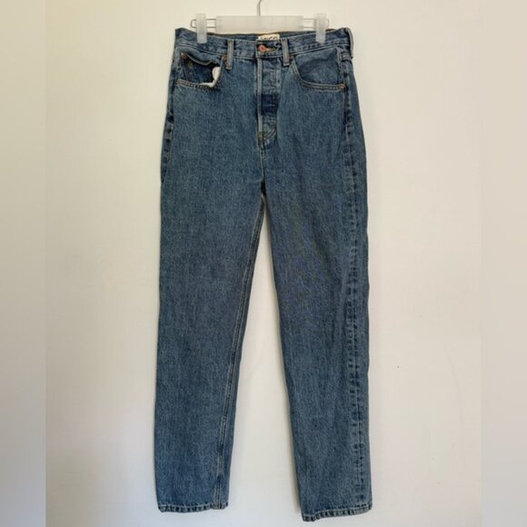 Etica Jeans Leia Womens Button Fly High Rise Straight Leg Blue Denim Size 28 - Picture 1 of 8